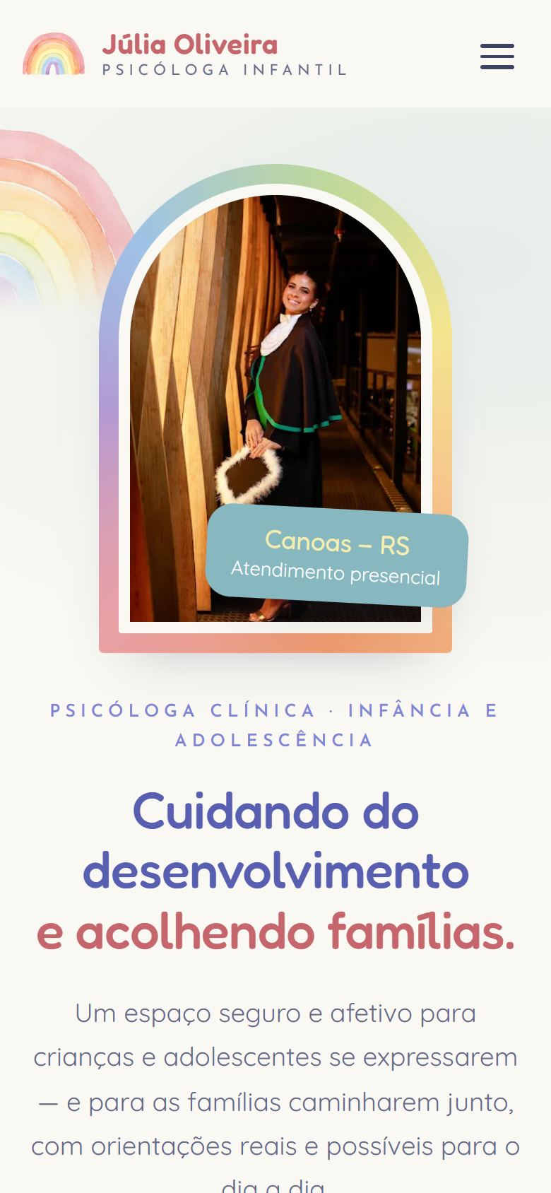 Site da psicóloga Júlia Oliveira no celular